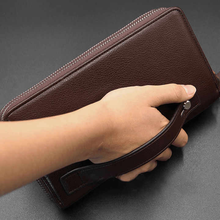 Men Faux Leather Large Capacity Business 5.8 Inch Phone Clutch Wallet Multi-Slot Card Holder Wallet - MRSLM