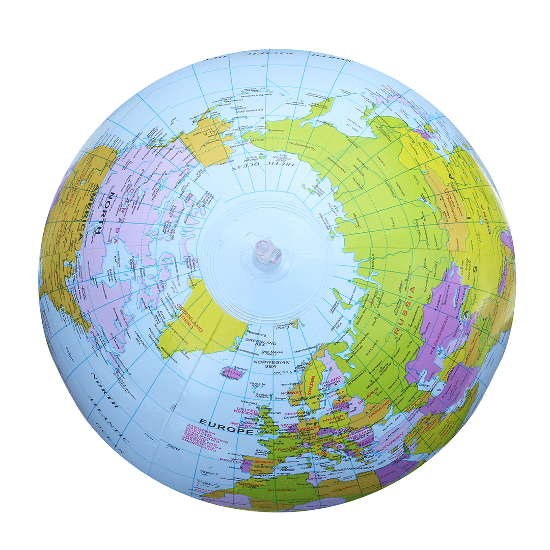 PVC Inflatable Globe Beach Ball Geography 16Inch World Map Educational Toys - MRSLM