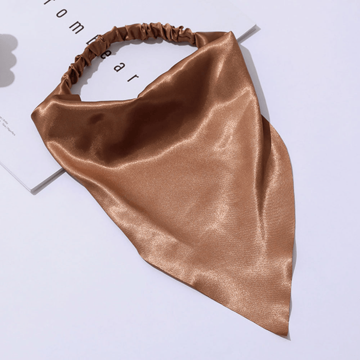 Women Chiffon Solid Color Elastic Wild Triangle Scarf Headband Headscarf Headwear - MRSLM