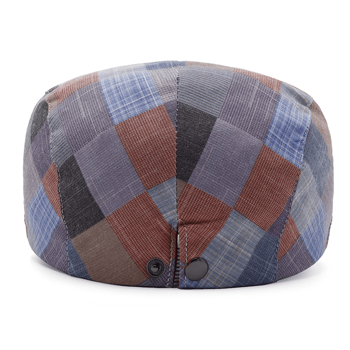 Women Cotton Plaid Flat Beret Caps Classic Outdoor Adjustable Ivy Gatsby Newsboy Cap - MRSLM