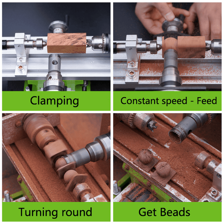 Raitool 220V Mini Beads Lathe Machine Household Lathe DIY Wood Beads Wood Working Machine Tools - MRSLM