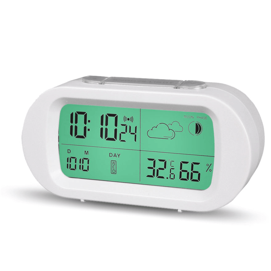 HC-102 Digital Time Thermometer Date Weather Display Snooze Mode Alarm Clock with LCD Screen - MRSLM