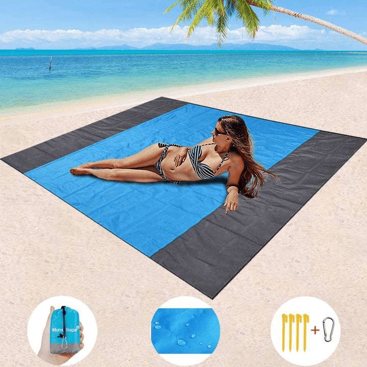 200X210Cm Free Sand Beach Blanket Folding Lightweight Picnic Mat Waterproof Beach Mat for Camping Travel - MRSLM