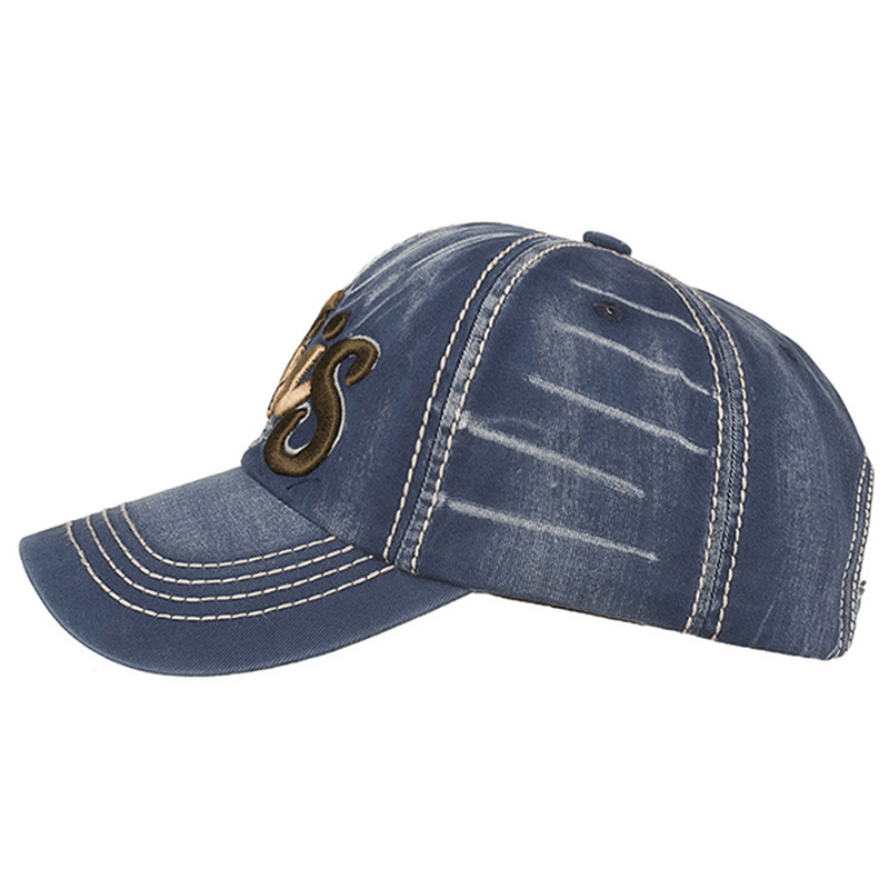 Men Denim Letter Pattern Sunshade Baseball Cap - MRSLM