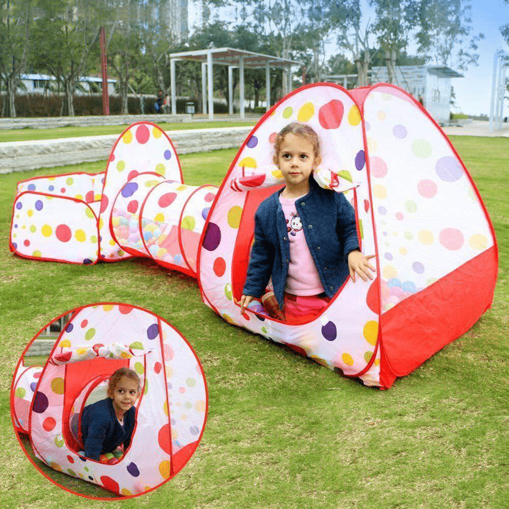 3-In-1 Kids Play Tent Baby Tunnel Game House Ball Pit Pool Indoor Outdoor Playground - MRSLM