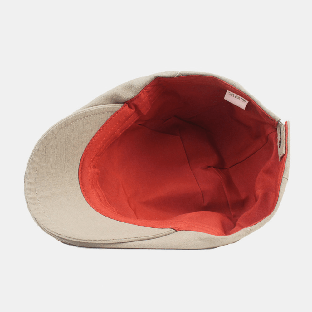 Men Cotton Beret Cap Solid Color Adjustable Casual Retro Sunshade Forward Cap Flat Hat - MRSLM