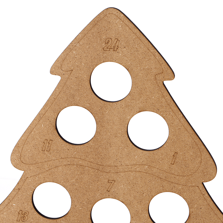 MDF Wooden Christmas Advent Calendar Christmas Tree Decoration Fits 24 Circular Chocolates Candy Stand Rack - MRSLM