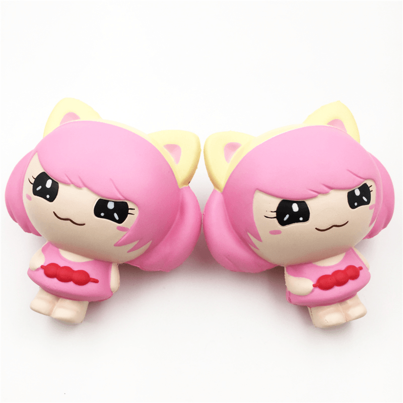 Squishyfun Pink Little Girl Squishy Hanging Decoration 12CM Cute Doll Gift Collection Packaging - MRSLM