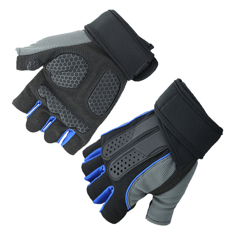 KALOAD 1 Pair Anti-Slip Half Fingers Gloves Outdoor Riding Fitness Sports Exercise Training Gym Gloves - MRSLM