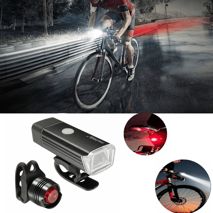 SGODDE Bicycle Headlights Tail Lights Set Rechargeable Bicycle Light with USB Port Super Bright Portable Outdoor Cycling Bike Light - MRSLM