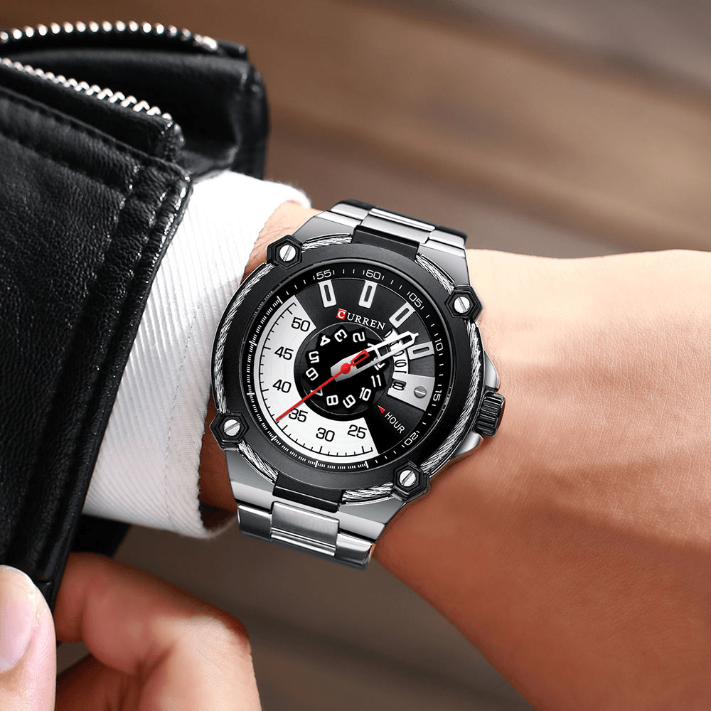 CURREN 8345 Stainless Steel Band Casual Style Men Wrist Watch Full Steel Band Quartz Watch - MRSLM