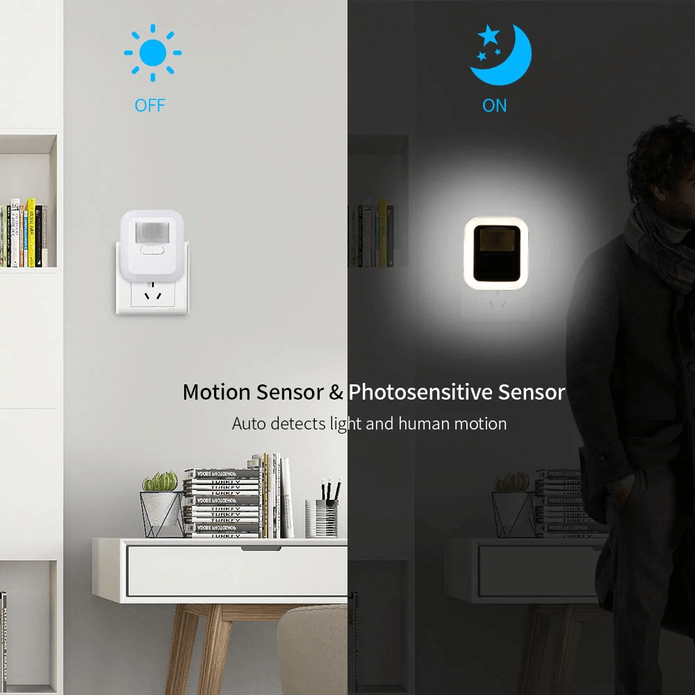 2.4W Light Control 10 Gears Dimming Delay Human Body Intelligent Induction Sound and Light Remote Control Energy Saving Brightness Night Light Bedroom - MRSLM