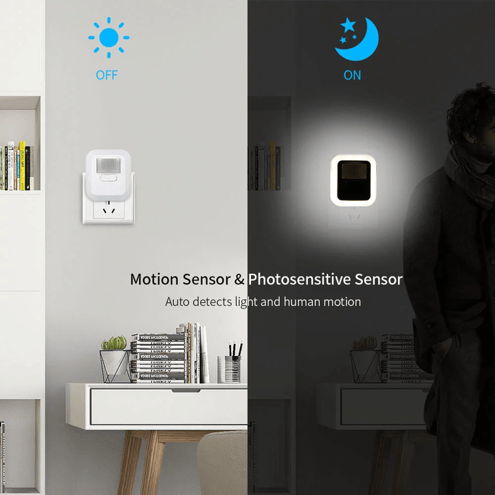 2.4W Light Control 10 Gears Dimming Delay Human Body Intelligent Induction Sound and Light Remote Control Energy Saving Brightness Night Light Bedroom - MRSLM