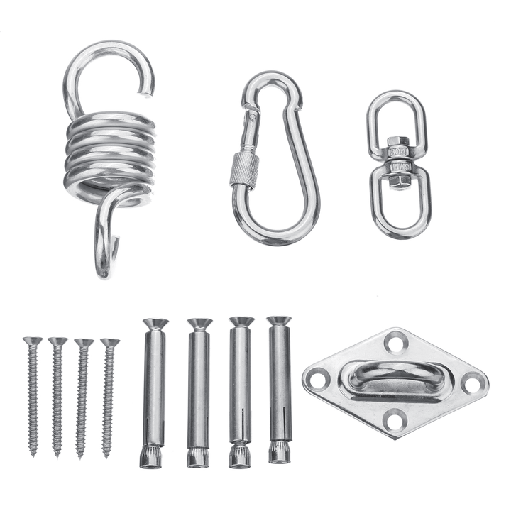 Stainless Steel Hammock Chair Hanging Kit Ceiling Mount Spring Swivel Snap Hook Accessories - MRSLM