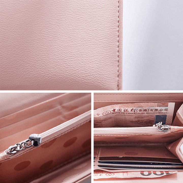 Women Pu Leather Casual Long Wallet Credit Car Holder - MRSLM