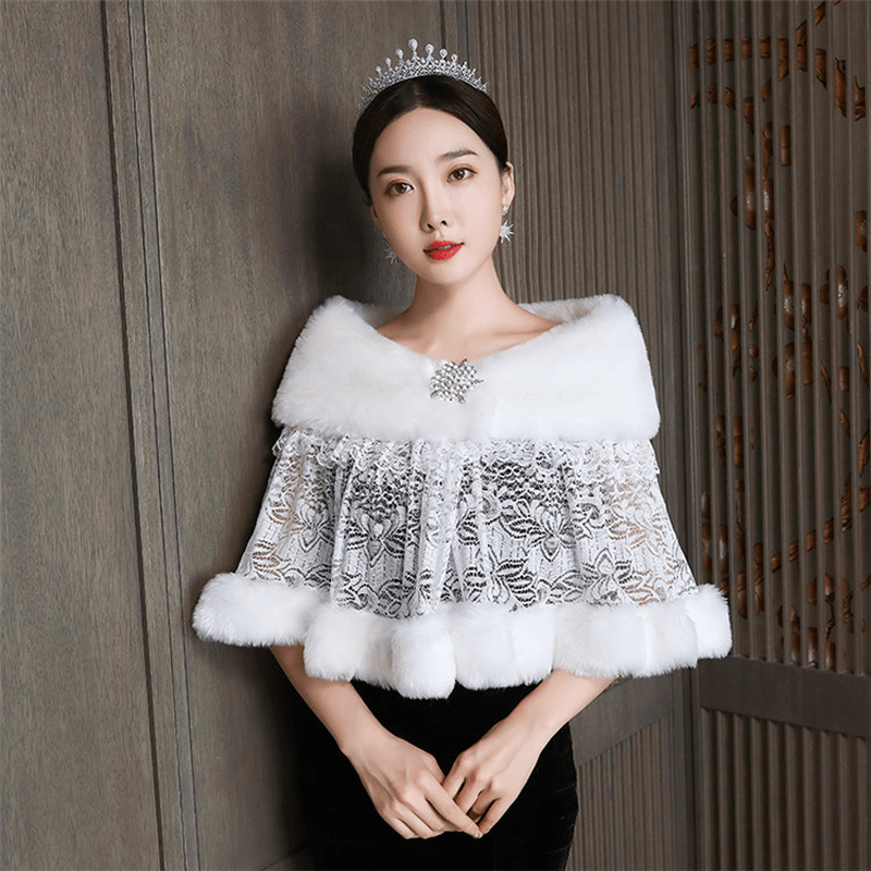 Bridal Hair Shawl Women'S Wedding Dress Warm Padded Dress Jacket Fur - MRSLM