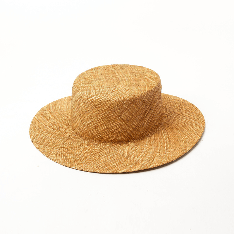 European and American Light Body Dyed Treasure Grass Flat Top Straw Hat - MRSLM