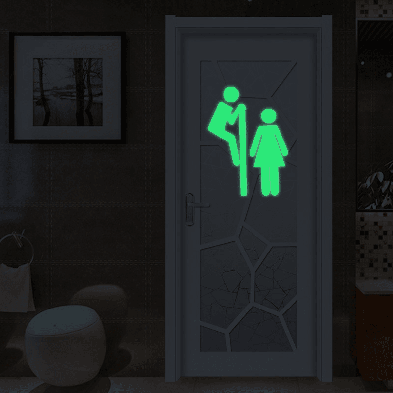 Miico Creative Man and Women Luminous PVC Removable Home Bathroom Decorative Wall Door Decor Sticker - MRSLM