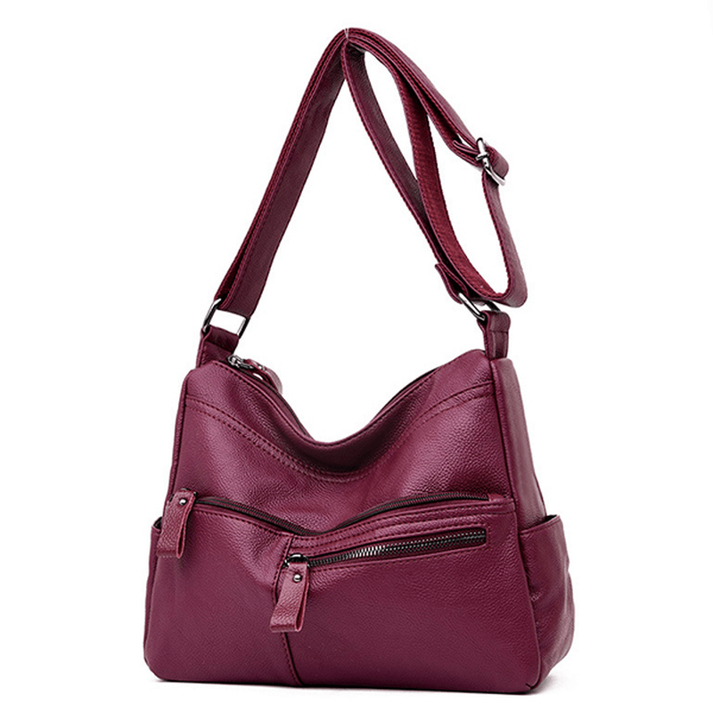 Women Faux Leather Leisure Shoulder Bag Crossbody Bag Shoulder Bag - MRSLM