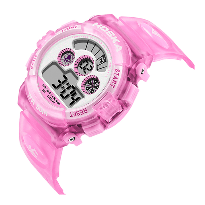 HOSKAS H001S Fresh Pink Blue Color Waterproof Fashion Style Kids Watch Couple Digital Watch - MRSLM