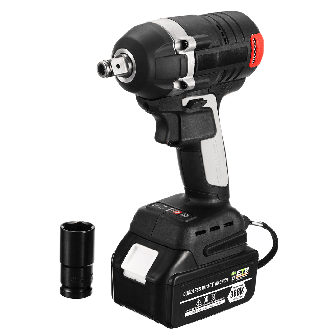 388VF 520N.M Brushless Cordless Electric Impact Wrench Rechargeable Wrench Driver W/ 1/2/None Battery Also for Makita 18V Battery - MRSLM