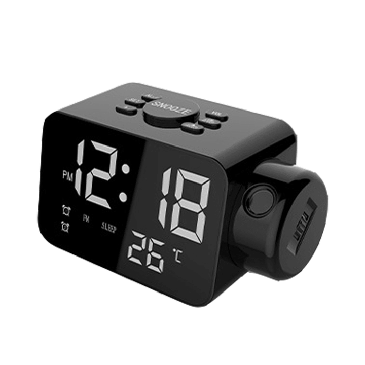 Projection Dual Alarm Digital Clock FM Radio with Full Range Brightness Dimmer Alarm Clock for Home Bedroom Decoration Clock - MRSLM