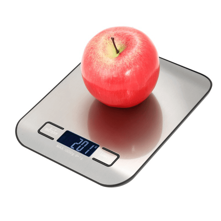 5/10Kg Digital Multi-Function Food Kitchen Scale Stainless Steel Fingerprint-Proof Finish Platform with LCD Display Baking Scale for Cooking Baking - MRSLM