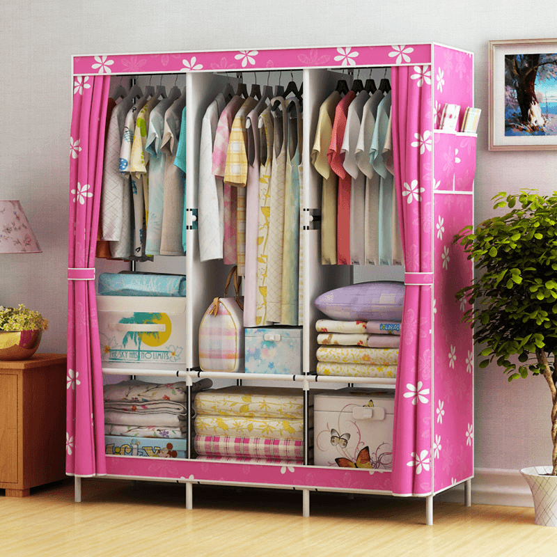 Simple Cloth Wardrobe Fabric Steel Tube Assembly Wardrobe Modern Economic Clothes Storage Bag Wardrobe Dormitory Storage Cabinet - MRSLM