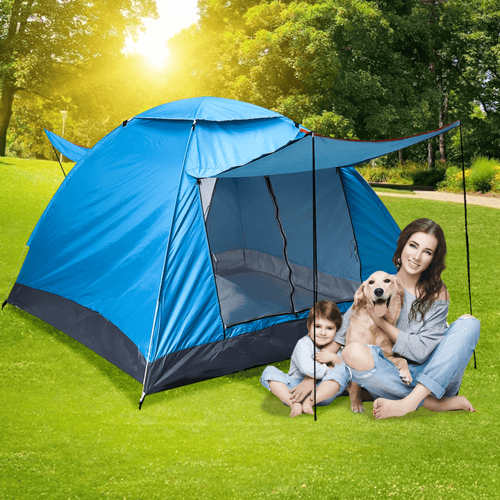 3-4 Person Automatic Camping Tent Portable Waterproof Sunshade Canopy Beach Travel with Moisture-Proof Mat - MRSLM