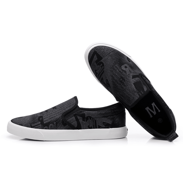 Men Canvas Breathable Slip on Comfy Casual Court Flat Shoes - MRSLM