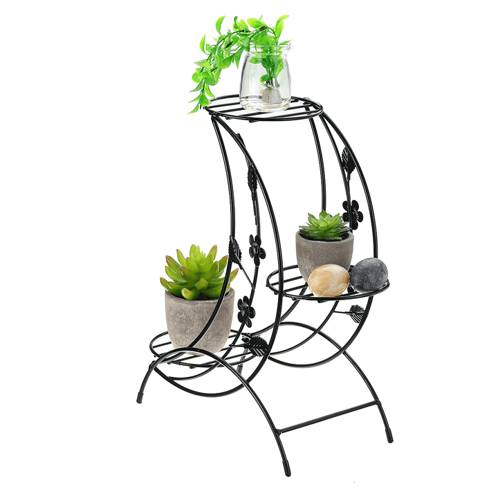 Metal Plant Stand Garden Decor Flower Pot Shelves Outdoor Indoor Plant Rack Wrought Iron Decorations Rack - MRSLM