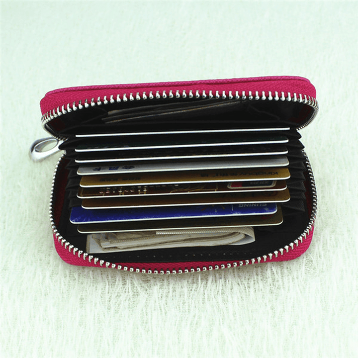 RFID Protection Zipper 9 Card Holder Portable Vintage Short Purse Coin Bags - MRSLM