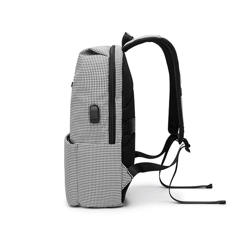 USB Charging Oxford Plaid Backpack Casual Computer Bag - MRSLM