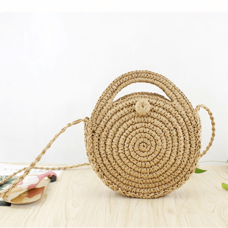 Women Straw Canteen Light Crossbody Bag Phone Bag Beach Bags - MRSLM