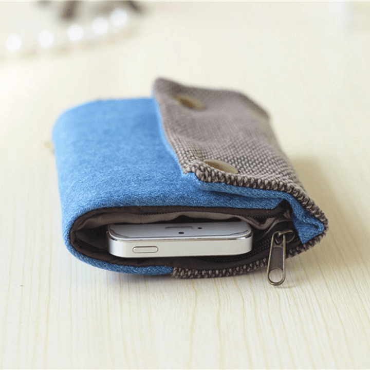 Women Handmade Three-Fold Purse Denim Wallet Casual Multi-Pockets Card Holder - MRSLM