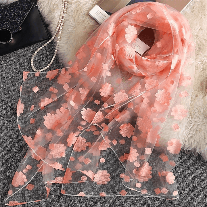 Fashion Women Summer Silk Scarf Ultra Soft Printting Shawl for Vacation Travel - MRSLM