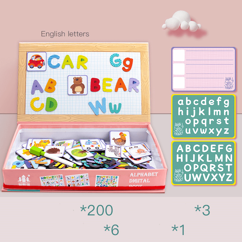 Magnetic Puzzle Children''S Educational Toys Magnetic Stickers 2-3 Years Old 6-Year-Old Girls Boys Kindergarten Early Education Wooden Board - MRSLM