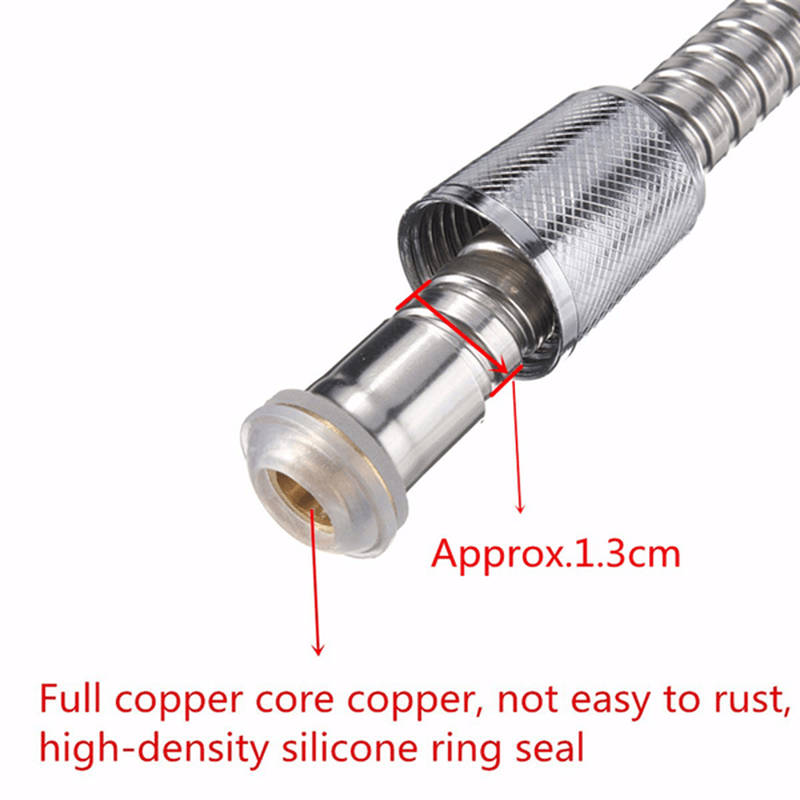 2M Long Standard Flexible Bathroom Shower Head Hose Stainless Steel Chrome Pipe - MRSLM