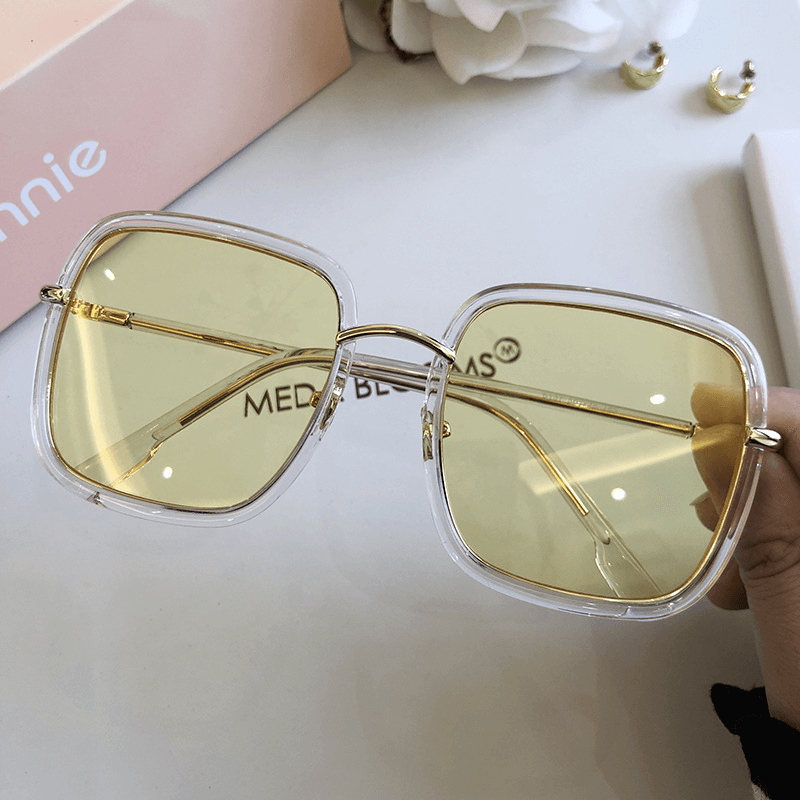 Personality Square Sunglasses Retro Style Thin round Face Men and Women UV Protection Glasses - MRSLM