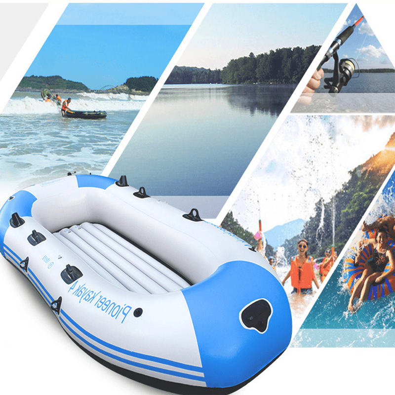 2/3 Persons 190*98*32CM PVC Thickened Inflatable Boat 1.3MM Four Independent Airbags Rubber Dinghy for Kayaking Canoeing Rafting Fishing - MRSLM