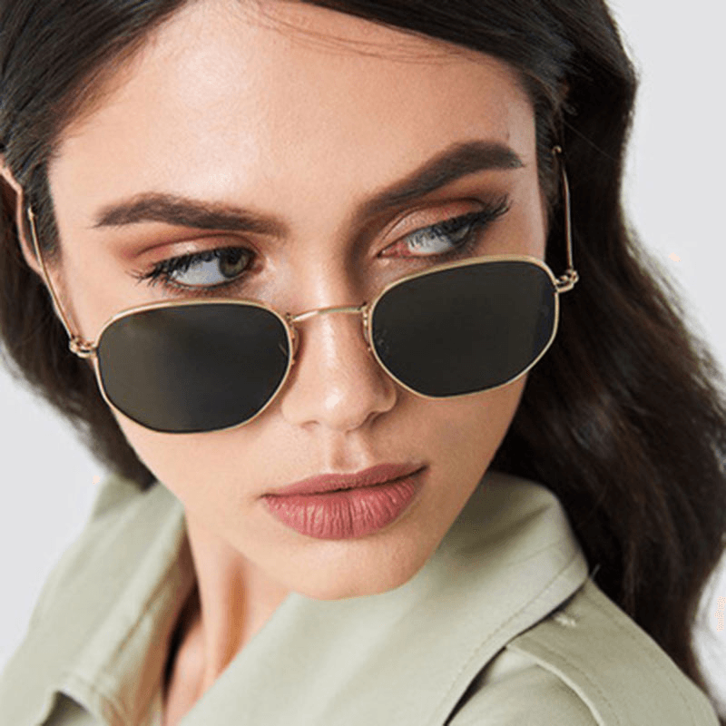 Polygonal Colorful Metal Square Sunglasses - MRSLM