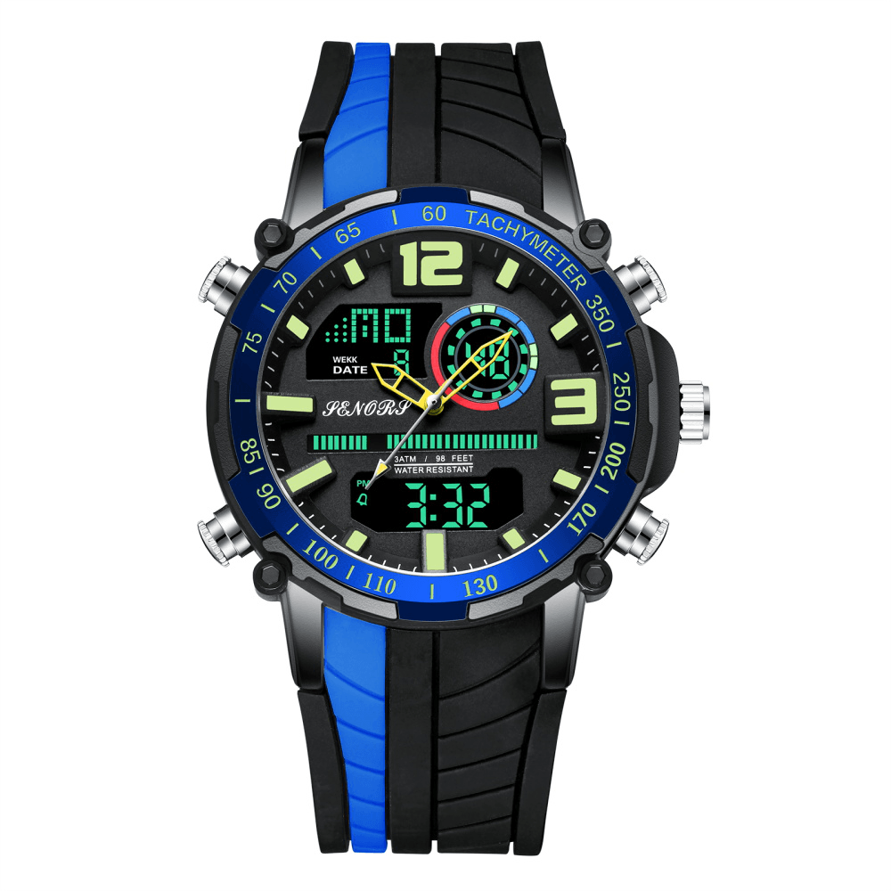 SENORS SN150 Dual Display Digital Watch Outdoor Sport Alarmclock Calendar Chronograph Noctilucent Waterproof Watch - MRSLM