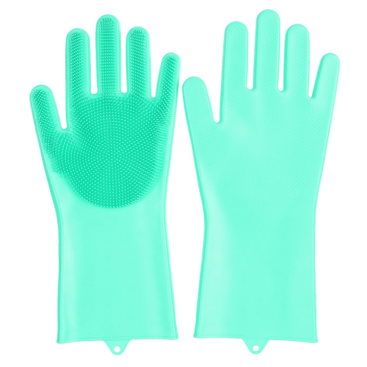 2 Pcs Magic Scrubber Silicone Gloves Pet Kitchen Dishwashing Cleaning Product - MRSLM