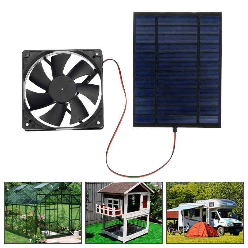 Solar Panel Powered Fan Mini Ventilator 20W Solar Panel 6-In Exhaust Fan - MRSLM