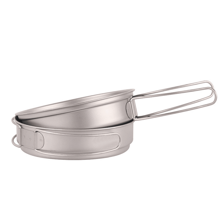 Ipree® 350Ml 1-2 People Titanium Frying Pot Pan Outdoor Portable Cookware Camping Picnic - MRSLM