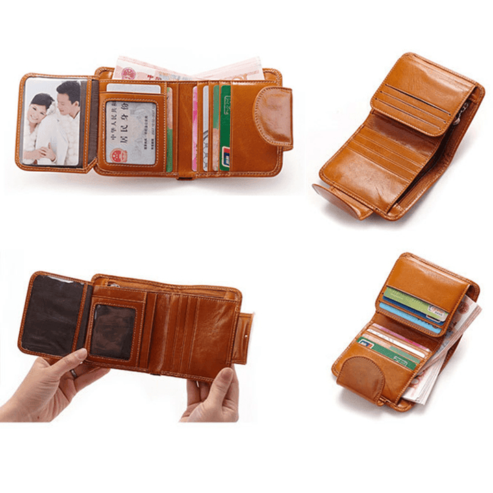 Women Genuine Leather Wallet Business Card Holder Purse - MRSLM