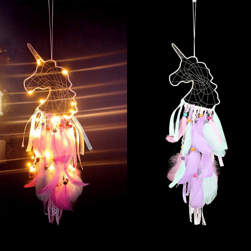 Unicornio Pendant Feather Dream Catcher Indian Crafts Wall Hanging Large Wind Chimes Dream Catcher Decorations - MRSLM