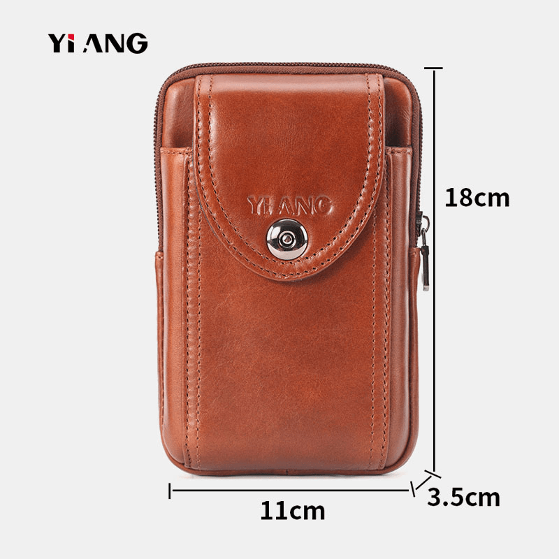 Men Genuine Leather Vintage Waist Bag Belt Bag Phone Bag - MRSLM