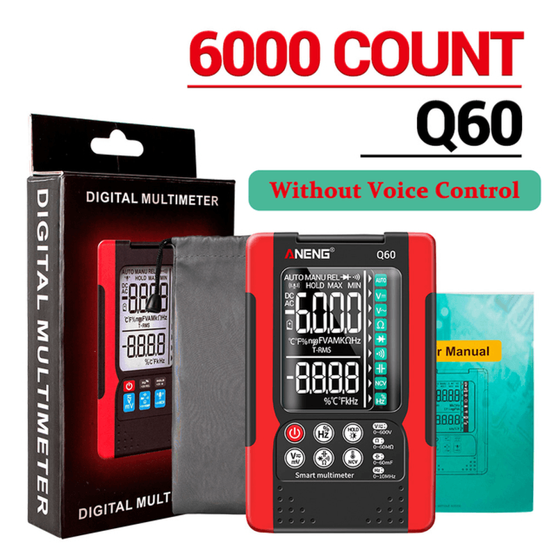 ANENG Q60S Q60 Digital Multimeter AI Speech Recognition Transistor Tester 6000 Counts True RMS Auto Electrical Capacitance Meter - MRSLM