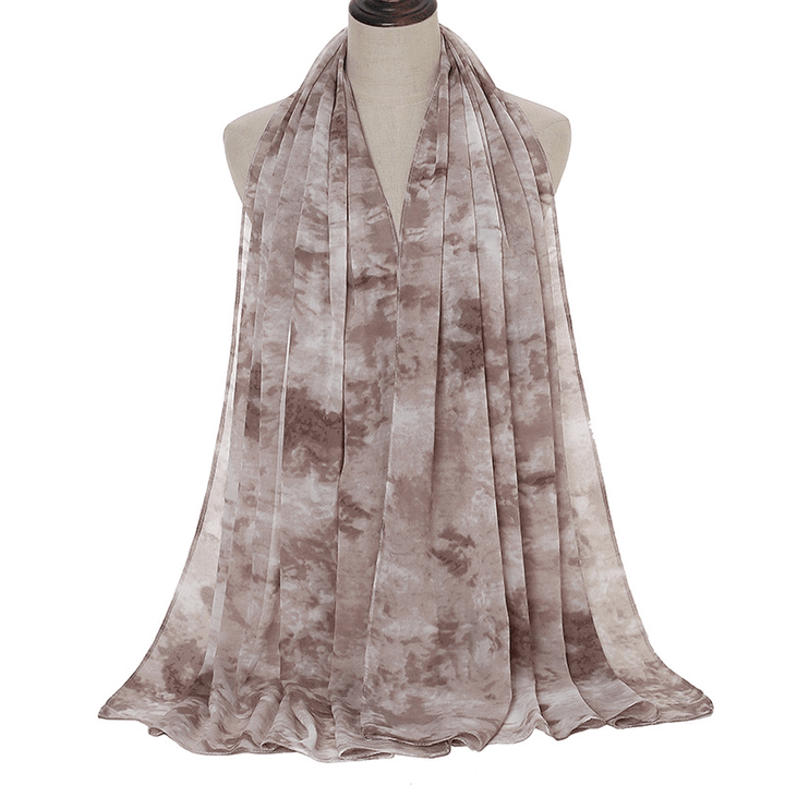 Tie-Dye Printed Pearl Chiffon Scarf Shawl - MRSLM